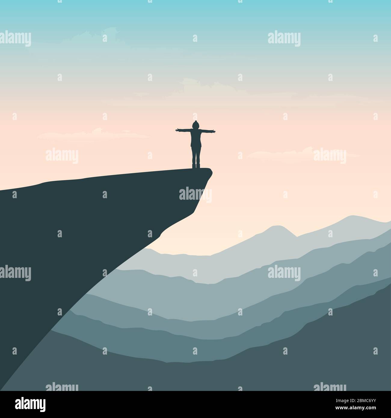Une femme sur une falaise Banque d'images vectorielles - Alamy