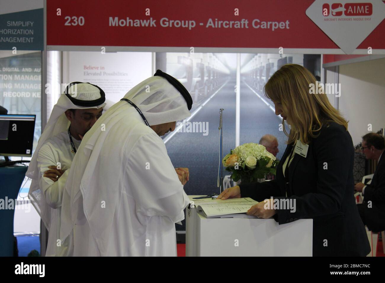 Scène au salon aéronautique Interiors Moyen-Orient 2020 et MRO Moyen-Orient 2020 organisé conjointement à Dubaï, Émirats arabes Unis, du 25 au 26 février 2020. Banque D'Images