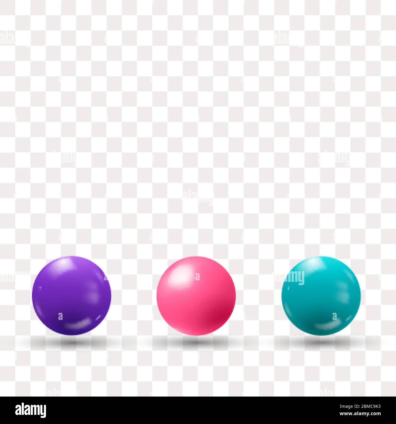 Billes 3d réalistes colorées avec ombre. Elément de conception. Violet, bleu, rose Illustration de Vecteur