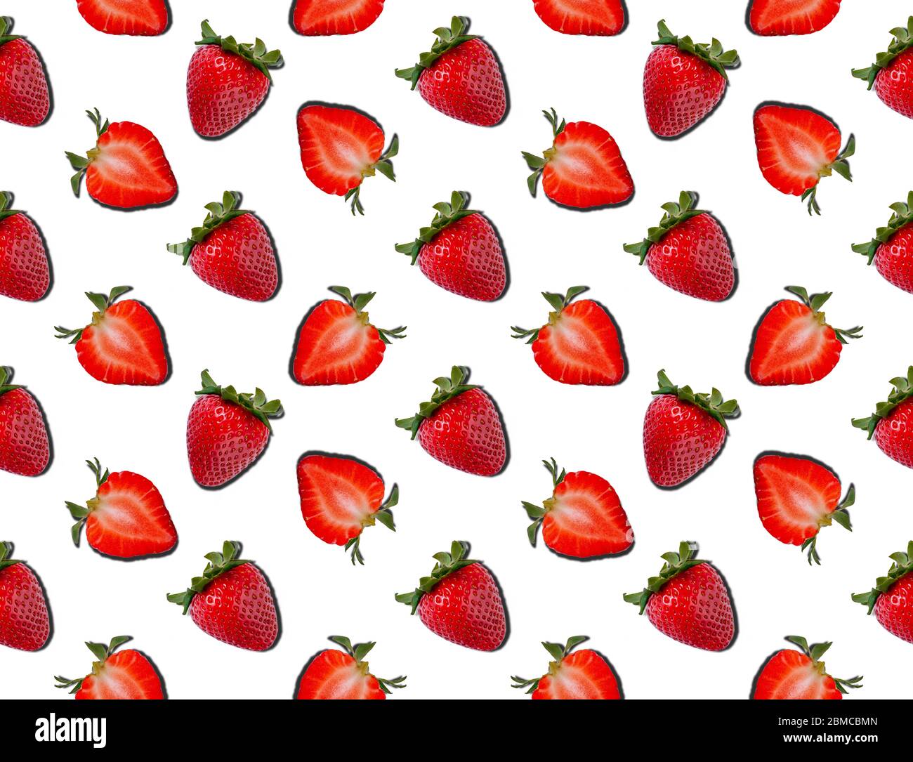 Motif de fraise sans couture. Concept alimentaire. Minimalisme d'été. Pose à plat. Banque D'Images