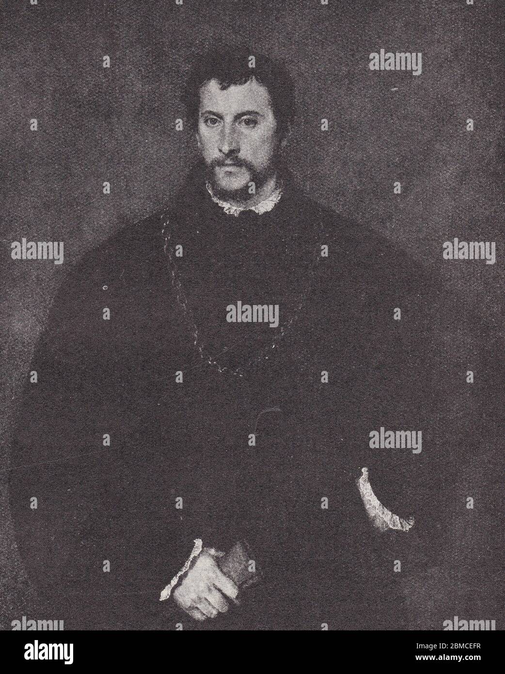 Portrait de la peinture de la sitter inconnue par Titien. Banque D'Images