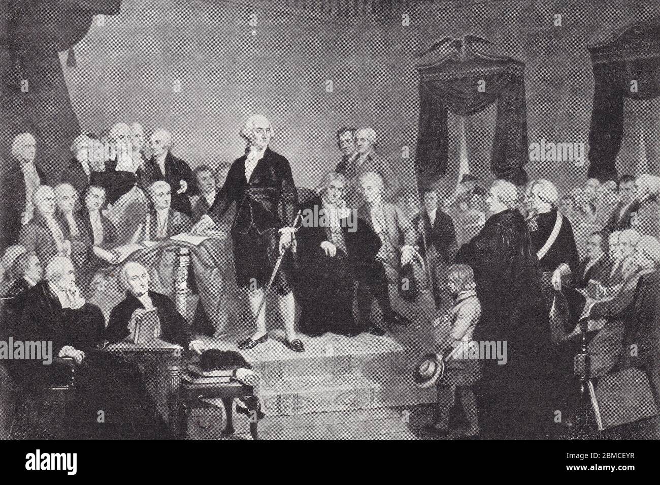 Peinture de l'inauguration de George Washington le 30 avril 1789. Banque D'Images