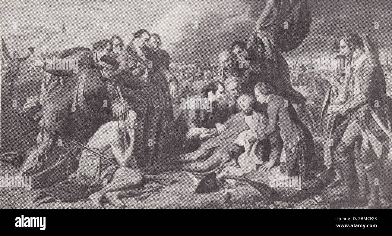 Peinture de la mort de Wolfe sur les plaines d'Abraham 1759. Banque D'Images