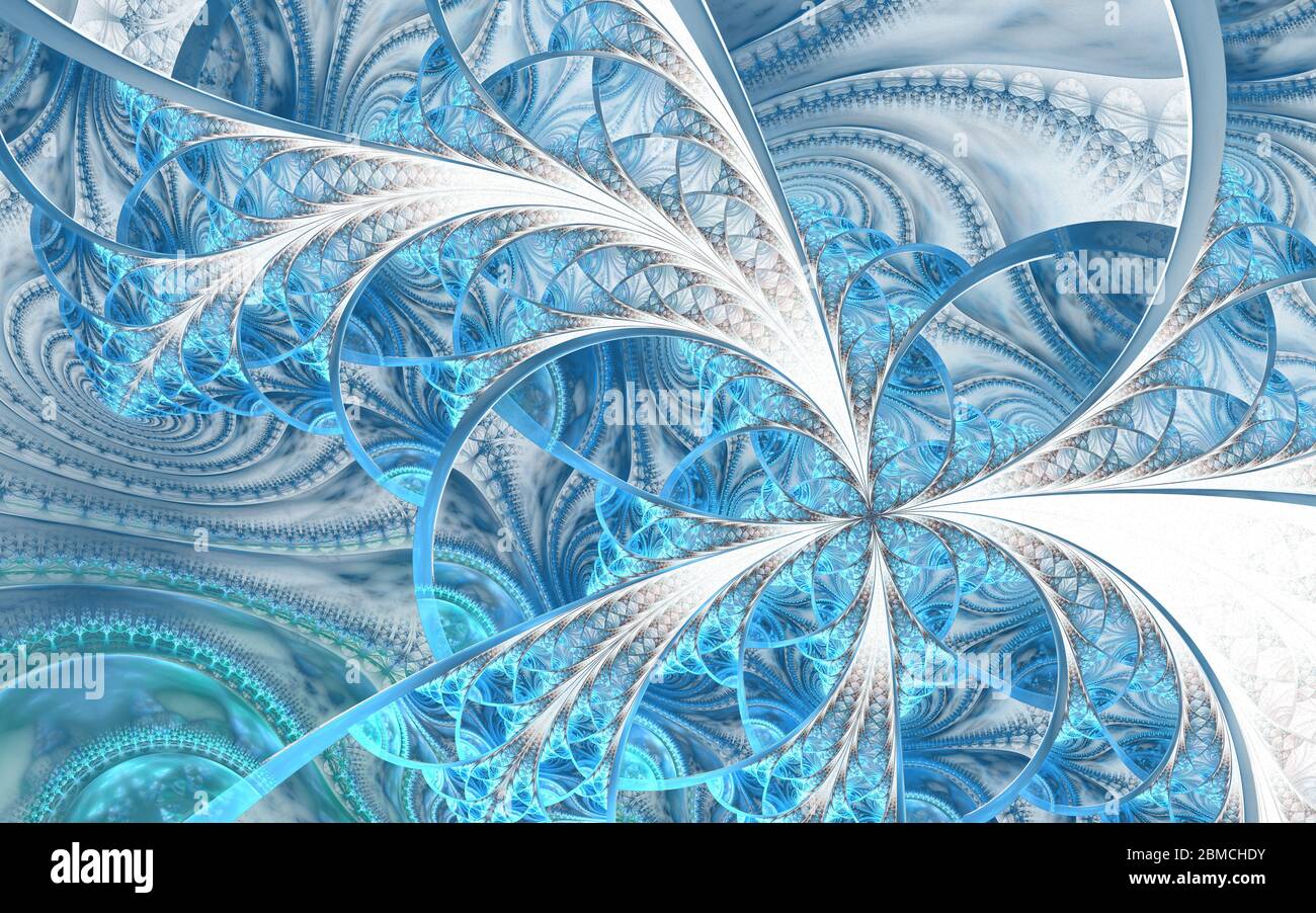 Motif fractal symétrique multicolore comme fleur ou papillon en vitrail. Graphiques générés par ordinateur Illustration pour la création Banque D'Images