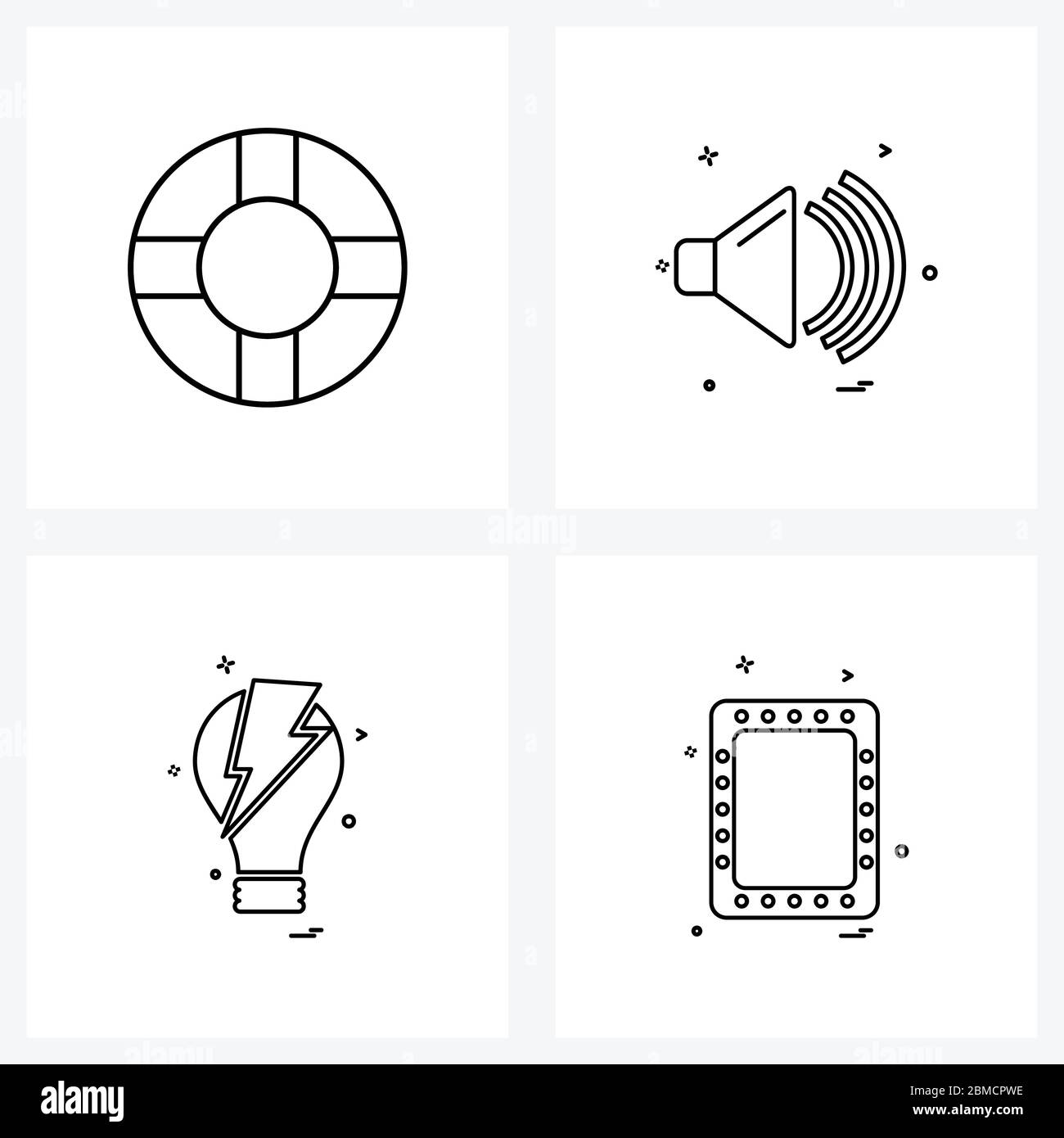Ensemble de 4 icônes et symboles UI pour la plage, idée, vie, son, Power Vector Illustration Illustration de Vecteur