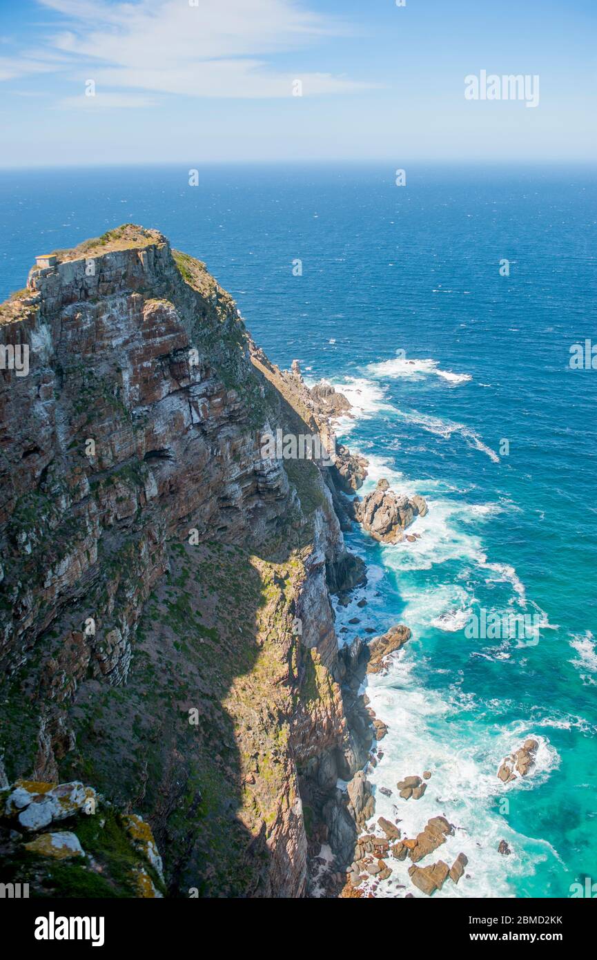 Vue sur Cape point dans le parc national de Table Mountain, près du Cap, Cap occidental, Afrique du Sud. Banque D'Images