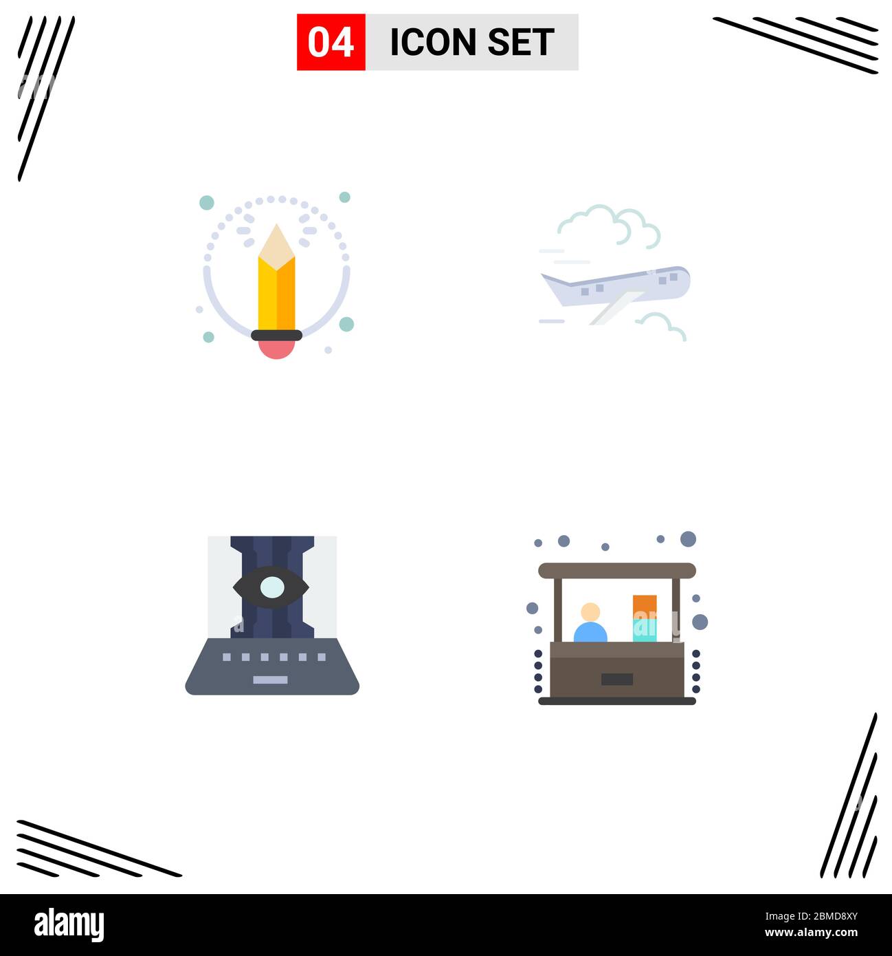 4 icônes créatives signes et symboles modernes de création, ingénierie, air, voler, technologie Eléments de conception vectorielle modifiables Illustration de Vecteur