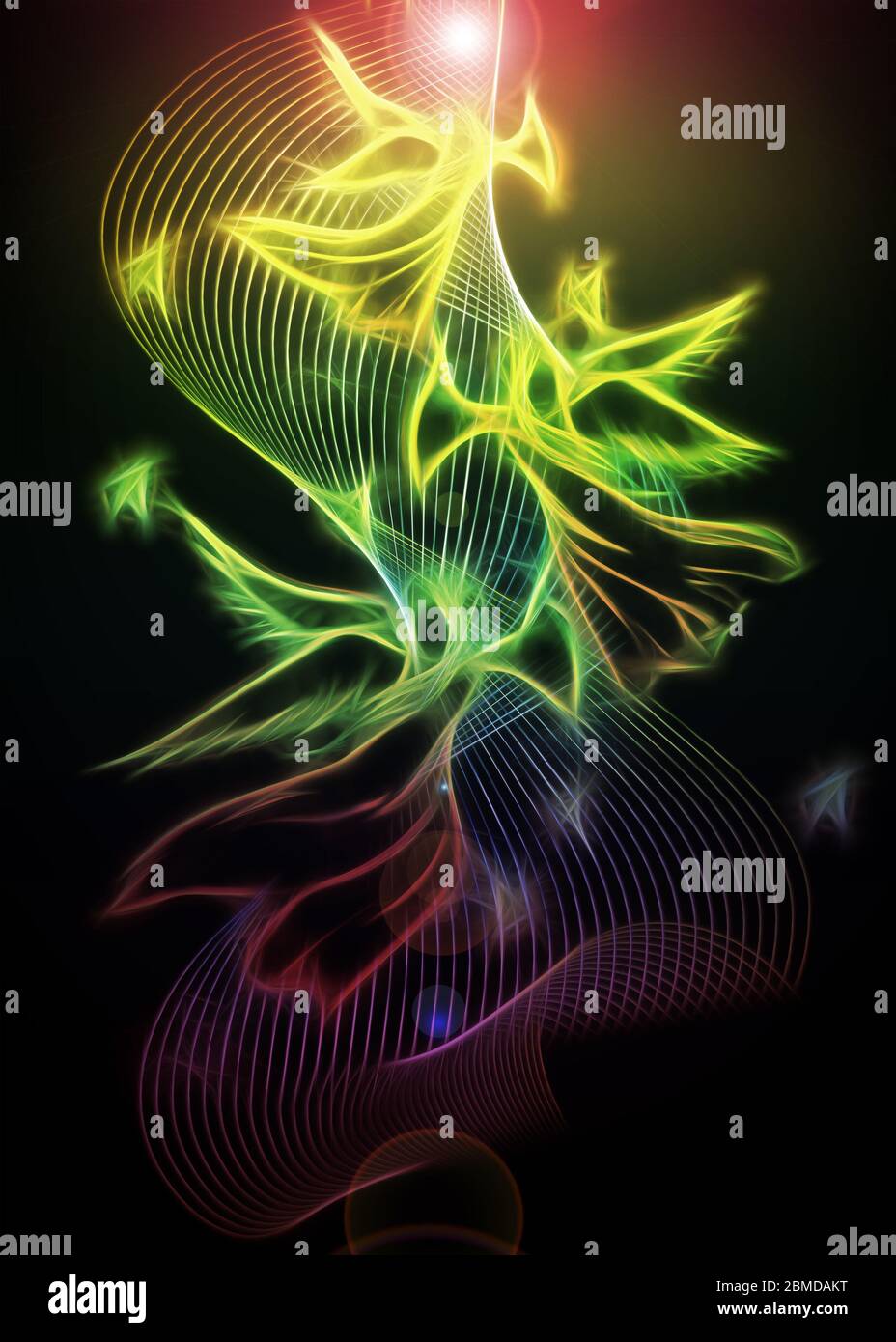 une illustration d'anges ou de spiritueux volant vers la lumière Banque D'Images