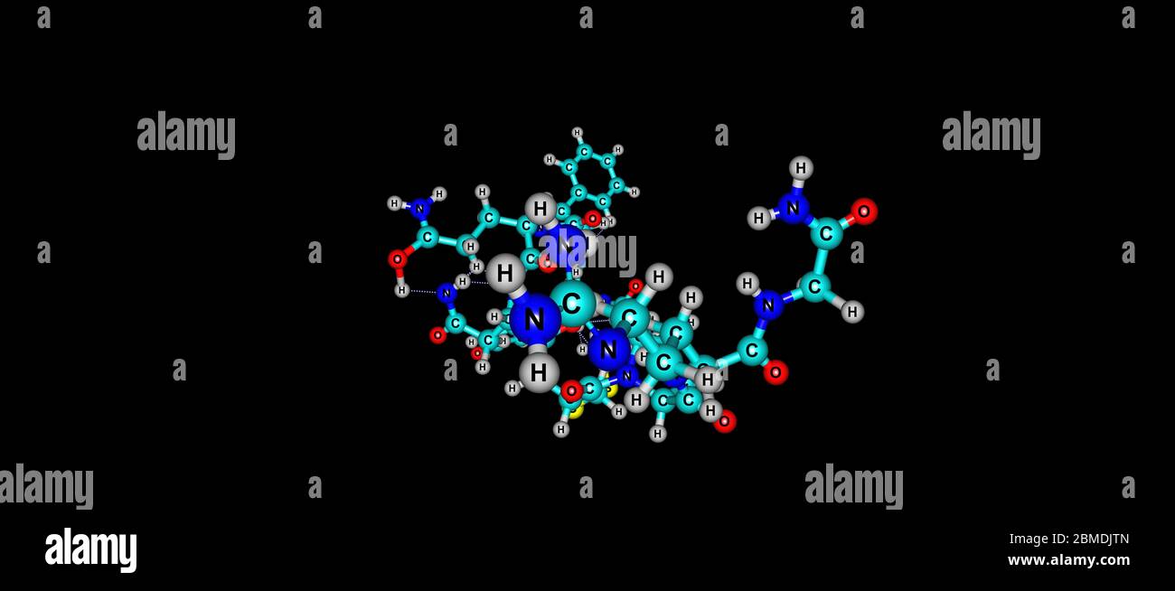 Desmopressine ou DDAVP est un médicament utilisé pour traiter le diabète insipidus, le coupage, l'hémophilie A. illustration 3d Banque D'Images