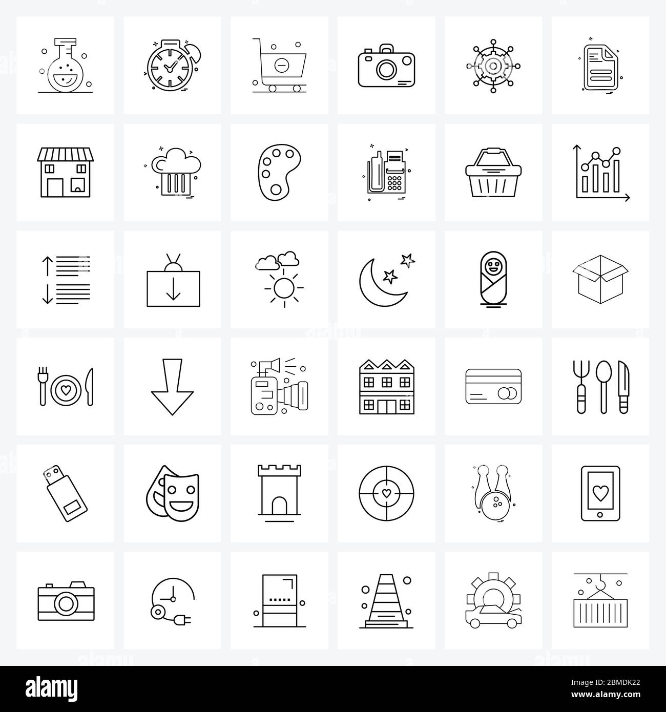 Jeu de 36 pictogrammes modernes de l'interface utilisateur mobile : numérique, reflex numérique, minutes, numérique, illustration vectorielle supprimée Illustration de Vecteur