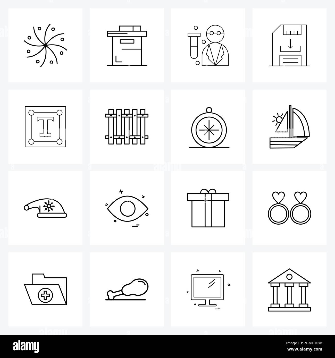 16 icônes universelles Pixel Perfect symboles de graphique, fichier, travail, Internet, biologie Illustration vectorielle Illustration de Vecteur