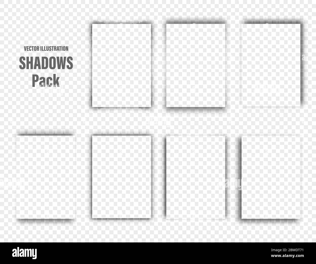 Collection d'ombres réalistes. Séparateurs de page. Ombre d'une feuille de papier A4. Illustration vectorielle. Illustration de Vecteur