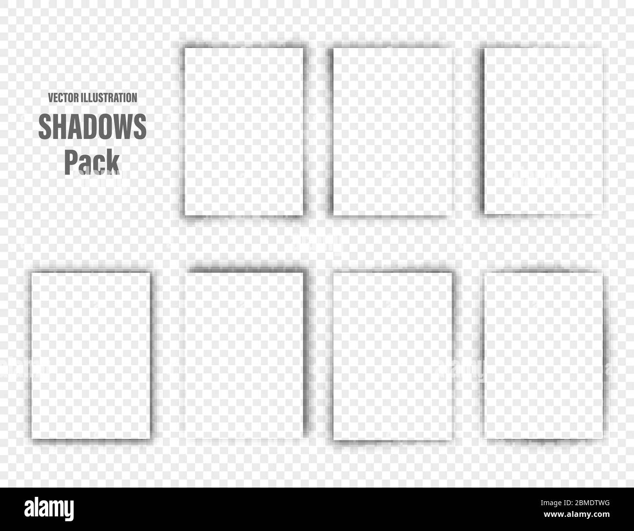 Collection d'ombres réalistes. Séparateurs de page. Ombre d'une feuille de papier A4. Illustration vectorielle. Illustration de Vecteur