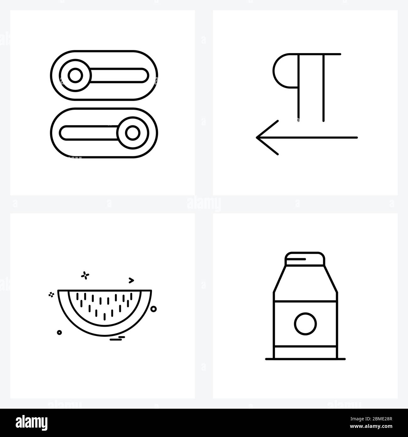 4 icône de ligne d'interface ensemble de symboles modernes sur , nourriture, interrupteur, droite à gauche, illustration du vecteur de fruits Illustration de Vecteur