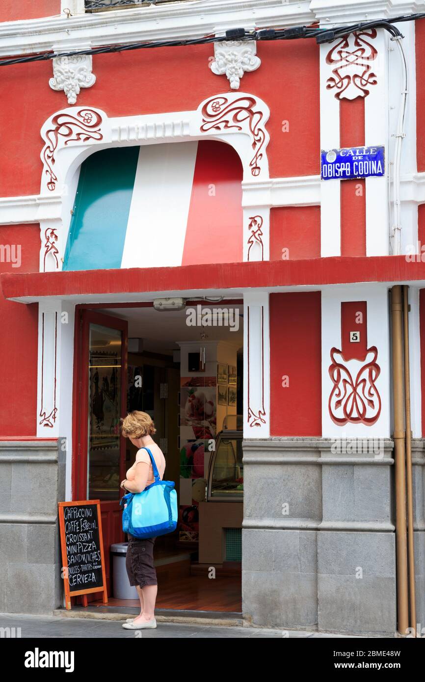 Restaurant italien sur Calle de Obispo Codina, Vegueta District, Las Palmas City, Gran Canaria Island, Canaries, Espagne, Europe Banque D'Images