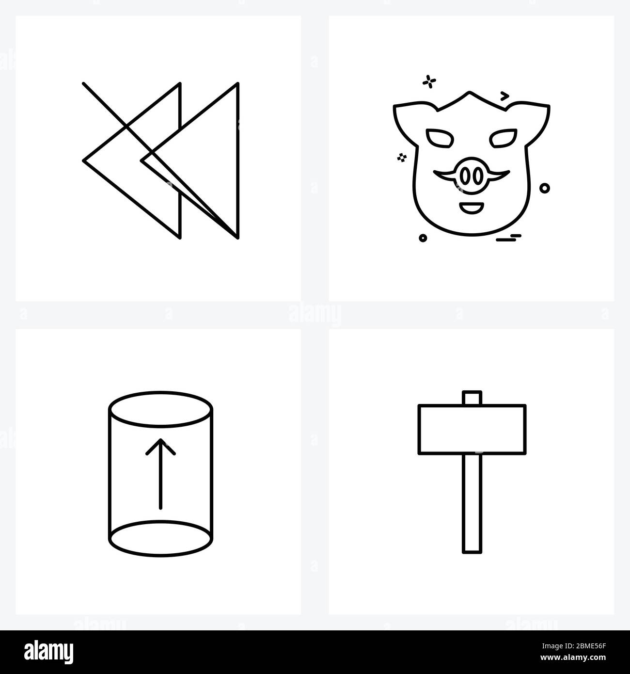 Symboles universels de 4 lignes modernes icônes de flèche, cylindre, désactiver, jungle, géométrie vecteur Illustration Illustration de Vecteur