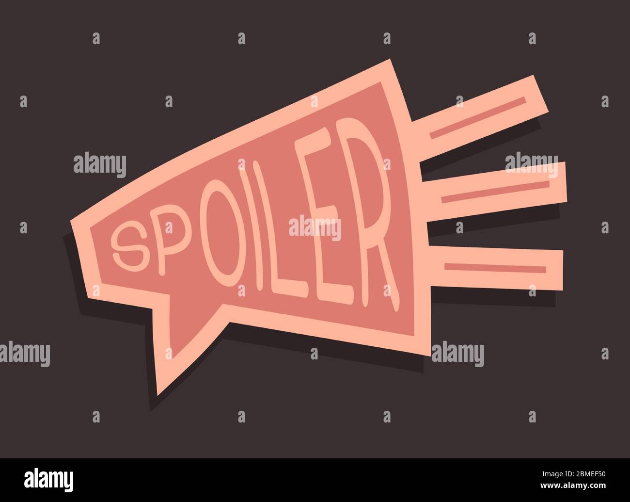 Texte « spoiler Alert Funny ». Main dessiner style de dessin animé typographie. Spoiler logotype autocollant pour votre t-shirt, imprimé, vêtement. Illustration de Vecteur