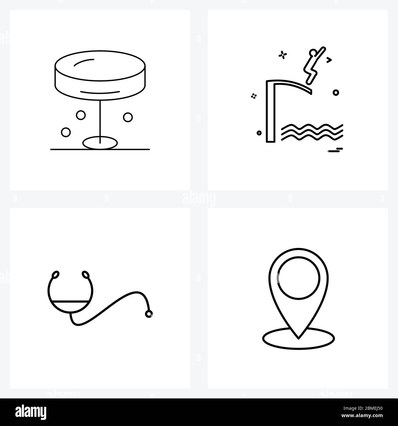 4 icônes Universal Line pour le Web et le mobile bâtiment, nageur, maison, piscine, eau vecteur Illustration Illustration de Vecteur