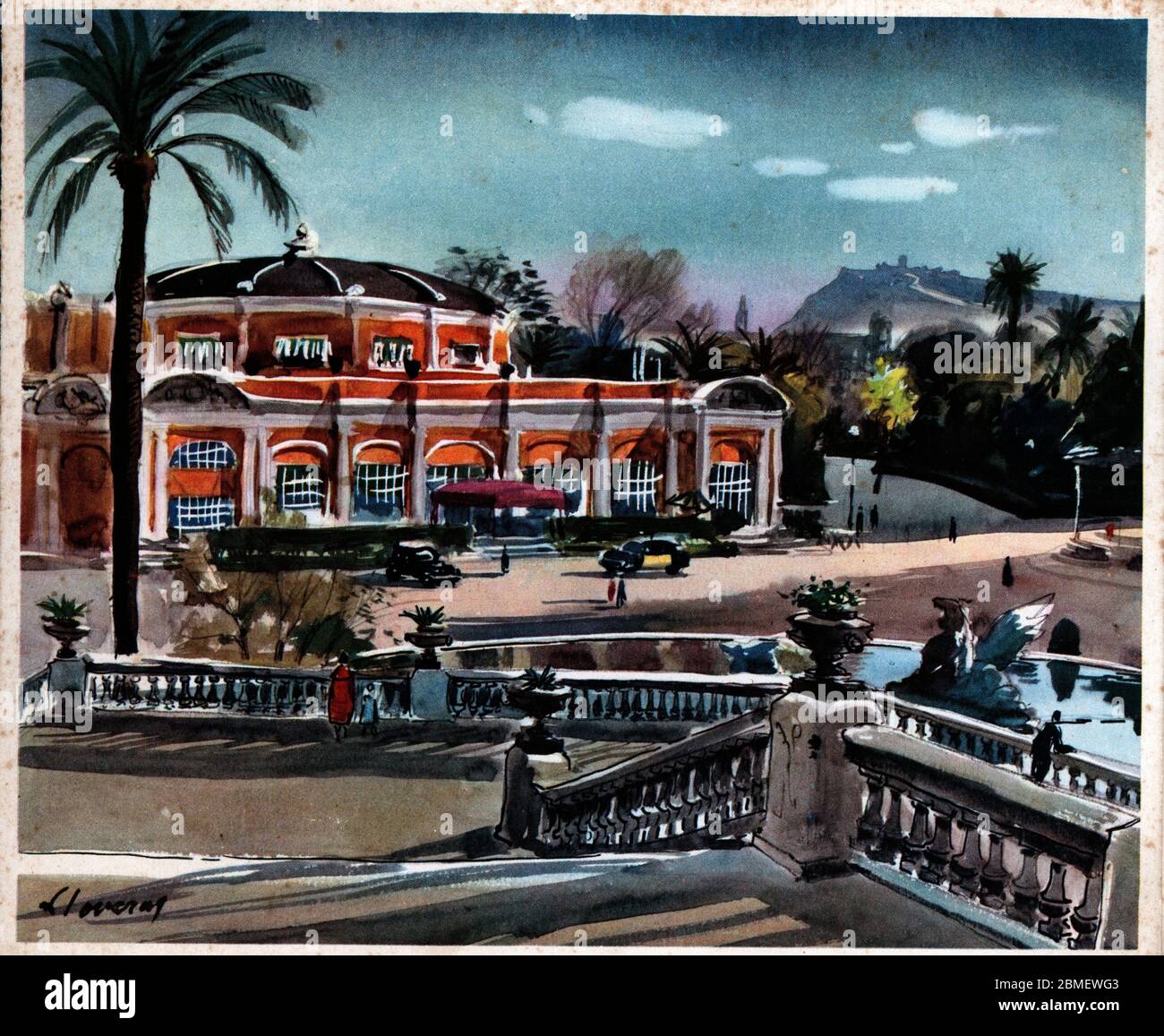 Barcelone. Edificio del Casino-restaurante en el parque de la Ciudadela. Años 1940. Auteur: Frédéric Lloveras Herrera. Banque D'Images