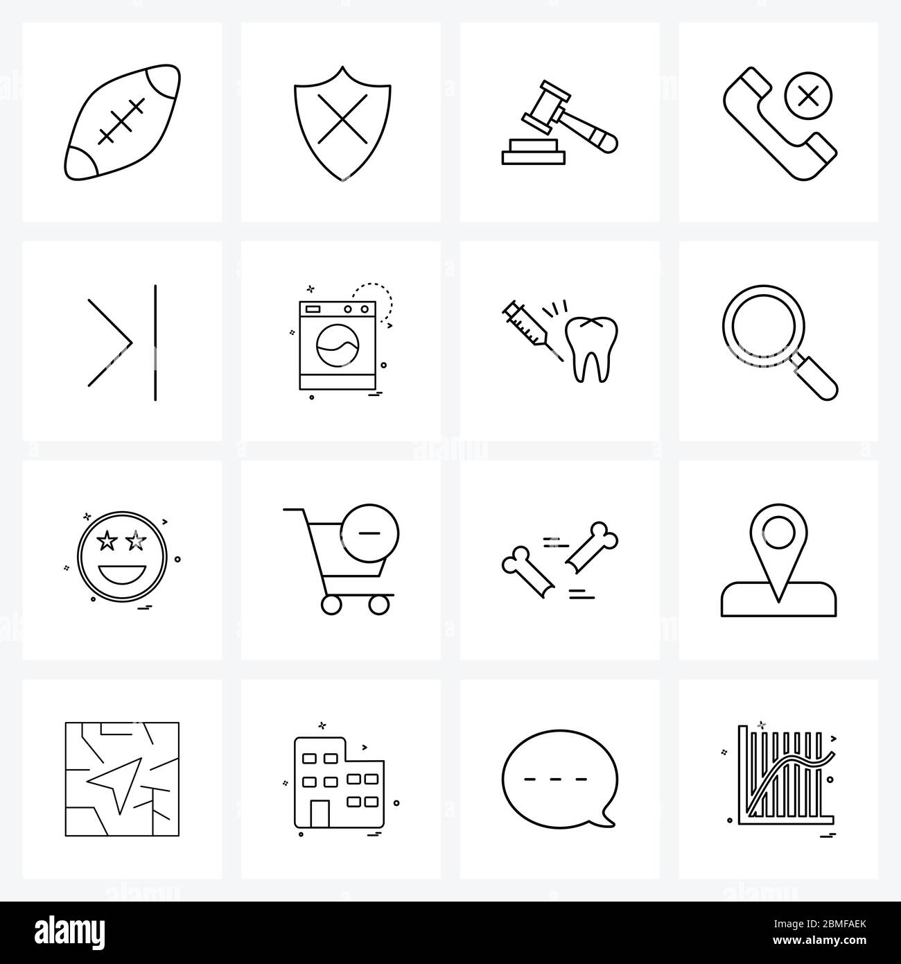 Ensemble de 16 icônes et symboles UI pour déplacer, traverser, enchères, téléphone, appeler l'illustration vectorielle Illustration de Vecteur