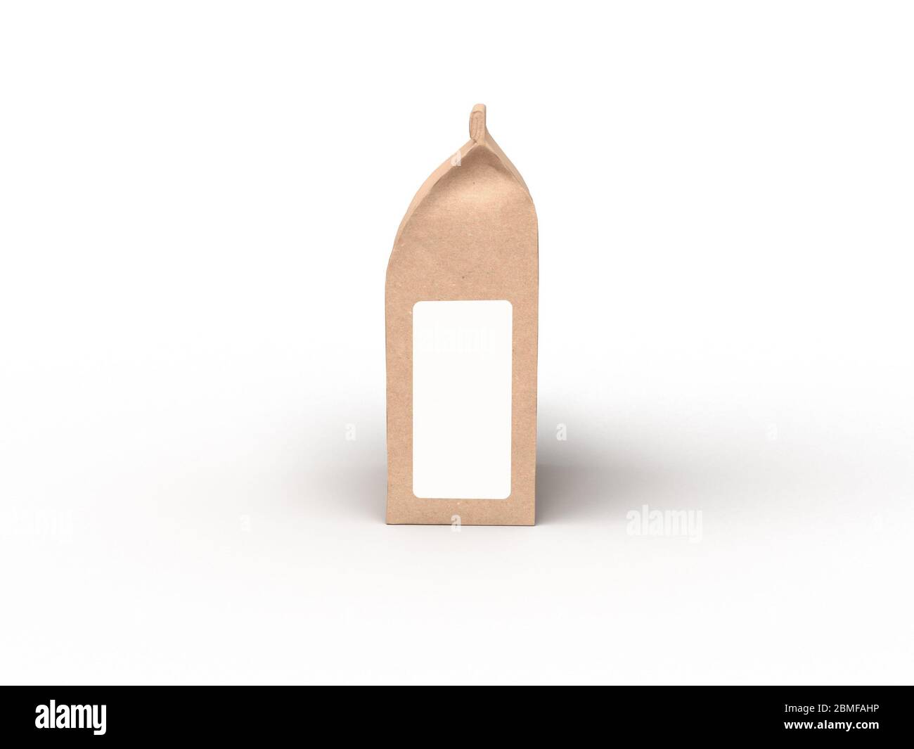 Le design de l'emballage du sac à café en forme de maquette offre une vue latérale sur un fond de scène studio rose pastel Banque D'Images