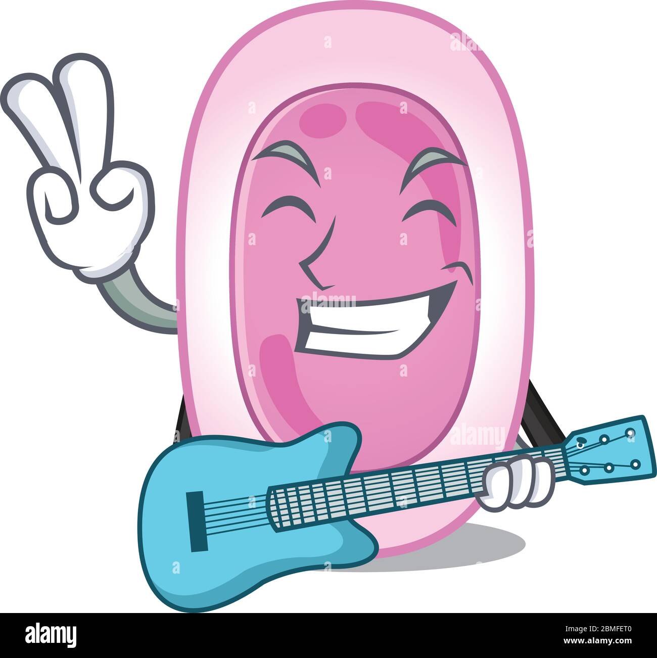 Musicien de talent de bordetela pertussis dessin animé jouant une guitare Illustration de Vecteur