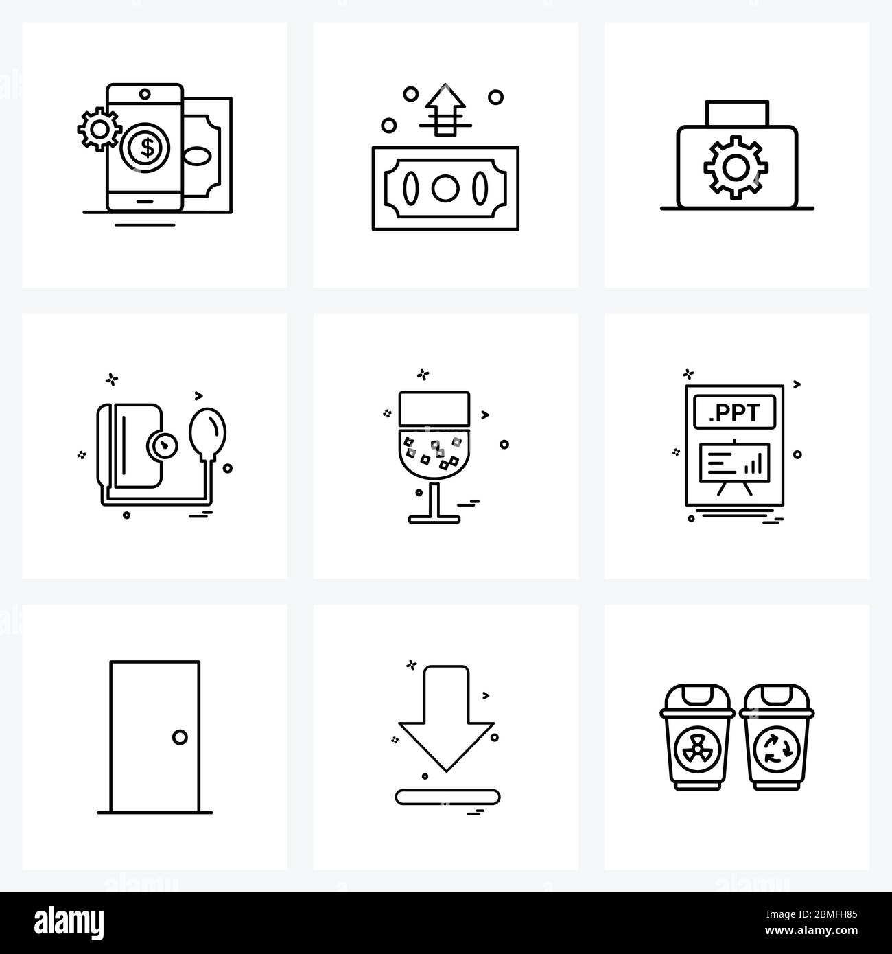 Ensemble de 9 icônes simples de ligne de, hôpital, marketing, hôpital, sac Illustration vectorielle Illustration de Vecteur