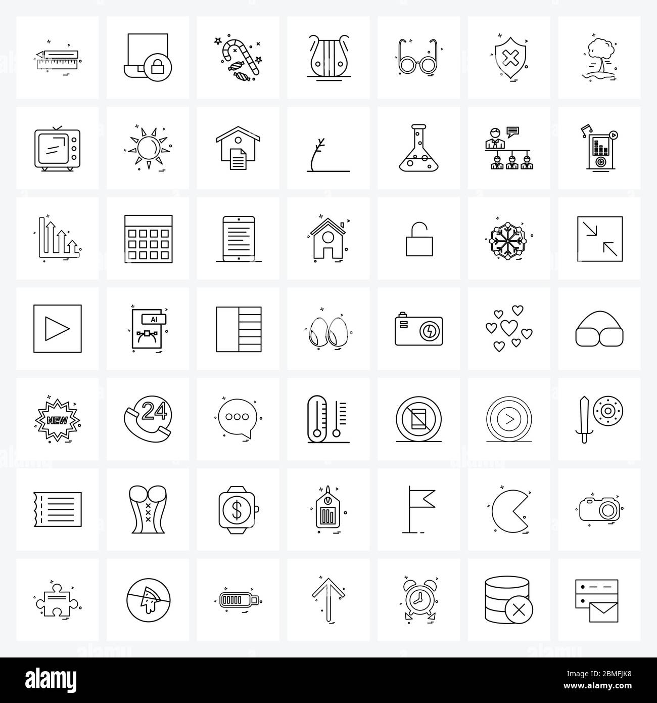 Jeu de 49 icônes et symboles UI pour lunettes, art, mot de passe, musique, illustration vectorielle de Noël Illustration de Vecteur
