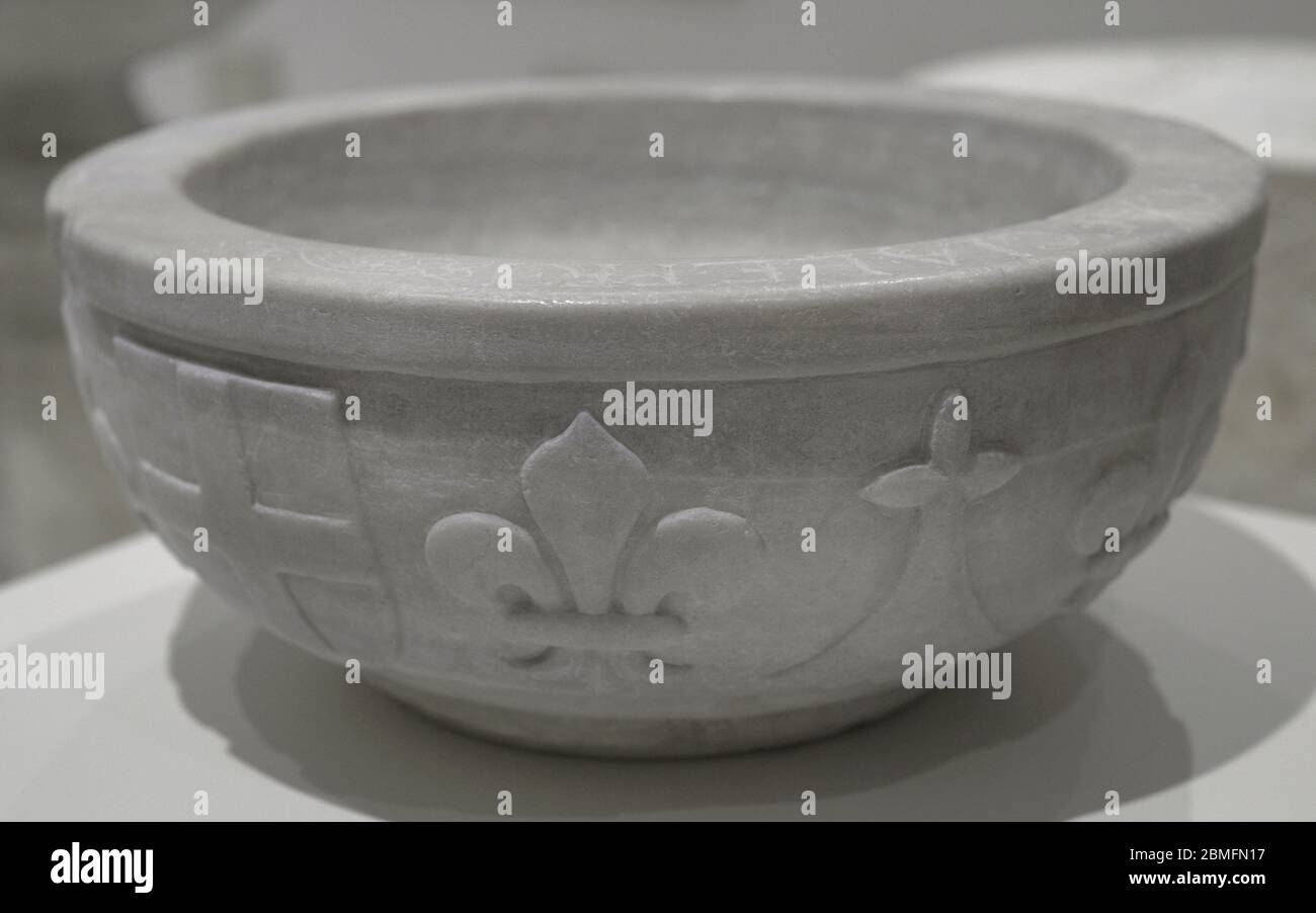 Saint-stoup d'eau. Attribué à Nicola Caccialepri. Marbre. Musée national des Beaux-Arts. Valletta. Malte. Banque D'Images