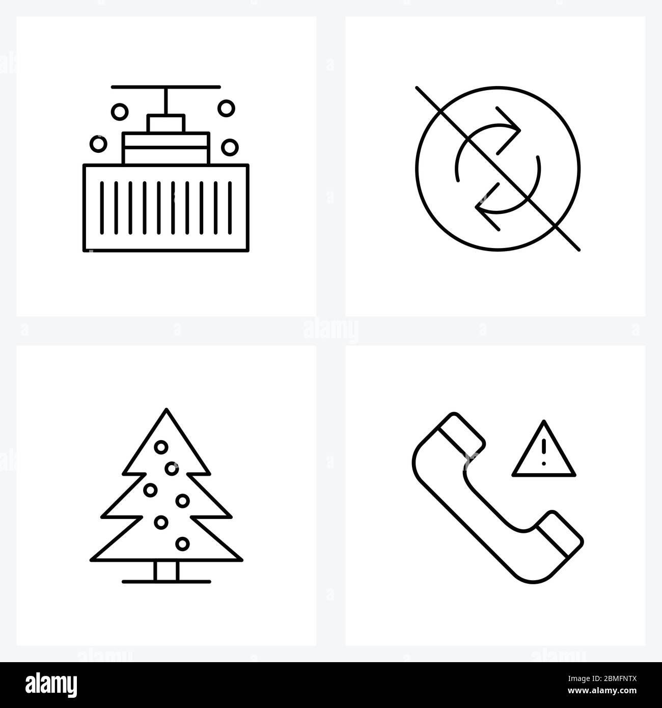 Ensemble d'icônes de vecteur de stock de 4 symboles de ligne pour grue, sauvage ouest, actualiser, désactiver, illustration de vecteur d'exclamation Illustration de Vecteur