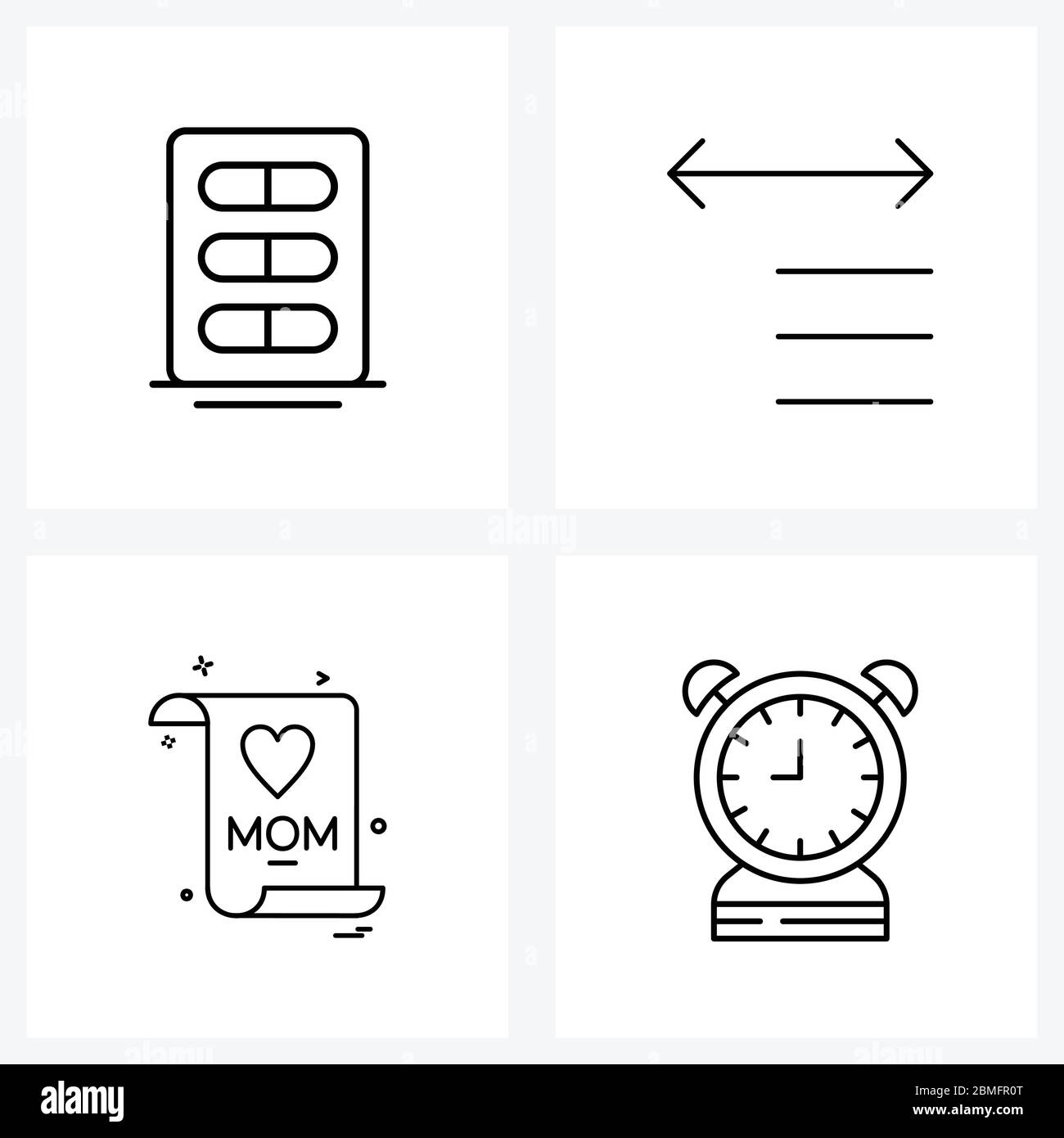 Jeu de 4 pictogrammes modernes de la ligne UI Mobile : médical, femme, santé, droite, illustration du vecteur d'alarme Illustration de Vecteur