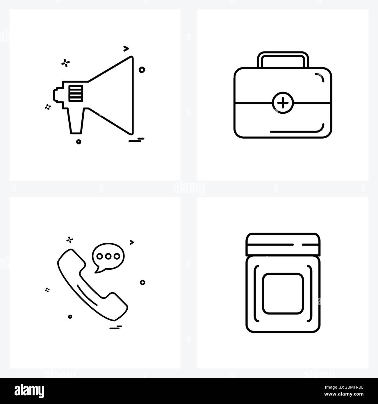 Symboles universels de 4 lignes modernes icônes de haut-parleur, smartphone, vole, valise, illustration du vecteur beauté Illustration de Vecteur
