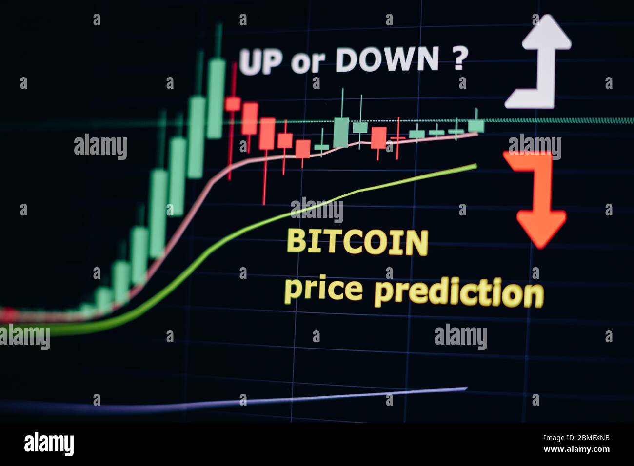 Graphique de tendance de prévision de prix Bitcoin. Analyse graphique de  prévision des prix par tendance ascendante ou descendante de CTB. Trading  de crypto-monnaie en ligne Photo Stock - Alamy