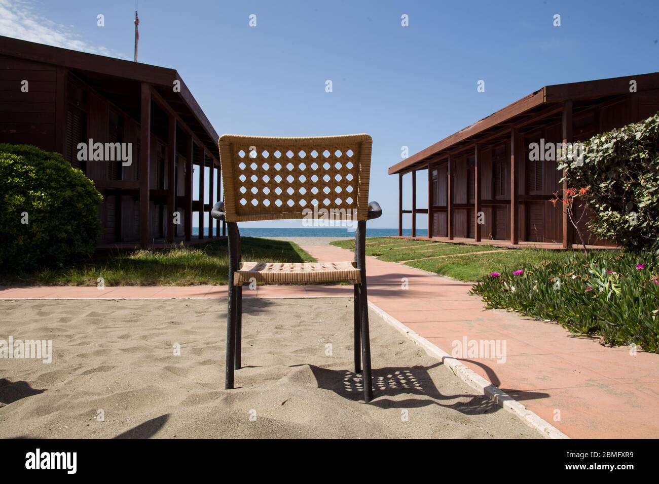 Ostia, Italie. 09e mai 2020. Les plages sont fermées à Ostia, près de Rome, le matin du samedi 9 mai 2020, pendant la phase 2 de la pandémie Covid-19 (photo de Matteo Nardone/Pacific Press) crédit: Pacific Press Agency/Alay Live News Banque D'Images