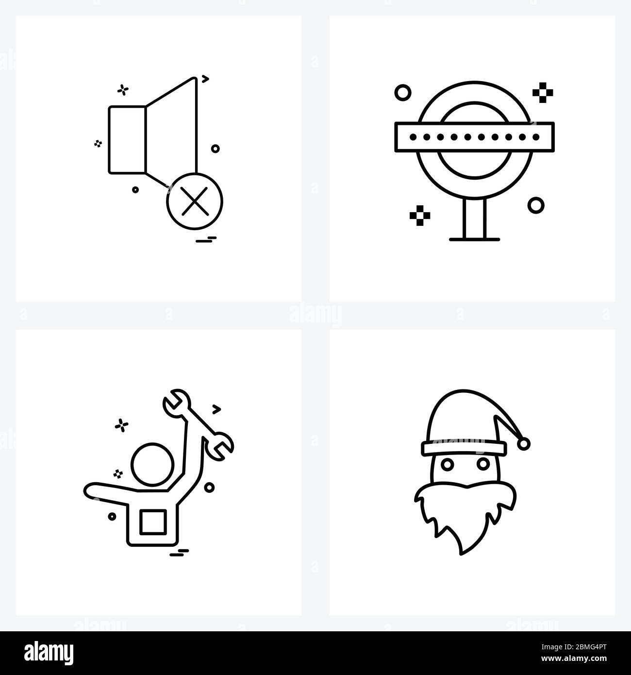 Ensemble de 4 icônes de ligne moderne de son, travail, vol, tour, outils Illustration vectorielle Illustration de Vecteur