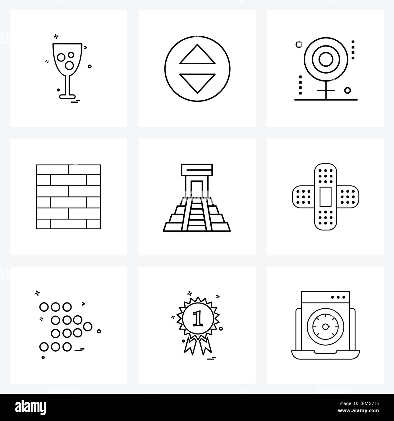 Ensemble simple de 9 icônes de ligne telles que graphique, brique, duvet, art, illustration vectorielle de lolipop Illustration de Vecteur