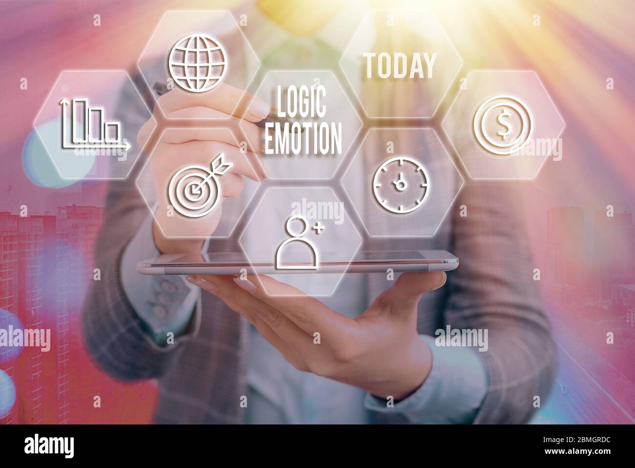 Signe de texte montrant l'émotion logique. Photo d'entreprise présentant des sentiments désagréables tourné à l'esprit raisonnable de respect de soi Banque D'Images