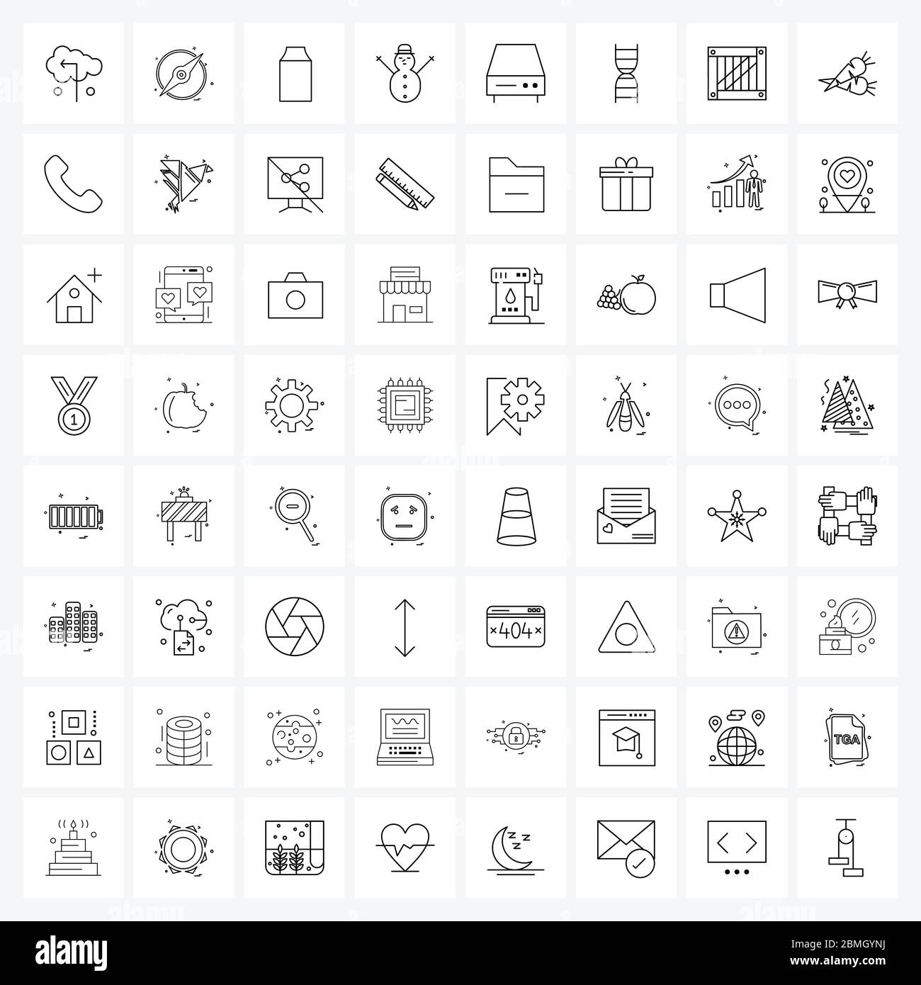 Pack de 64 icônes Universal Line pour applications Web dna, disk, ui, device, festival Vector Illustration Illustration de Vecteur