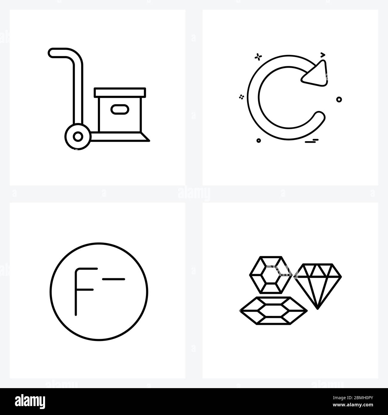 Ensemble de 4 lignes de symboles et de symboles d'icône de conteneur, actualiser, colis, interface utilisateur, f illustration vectorielle Illustration de Vecteur