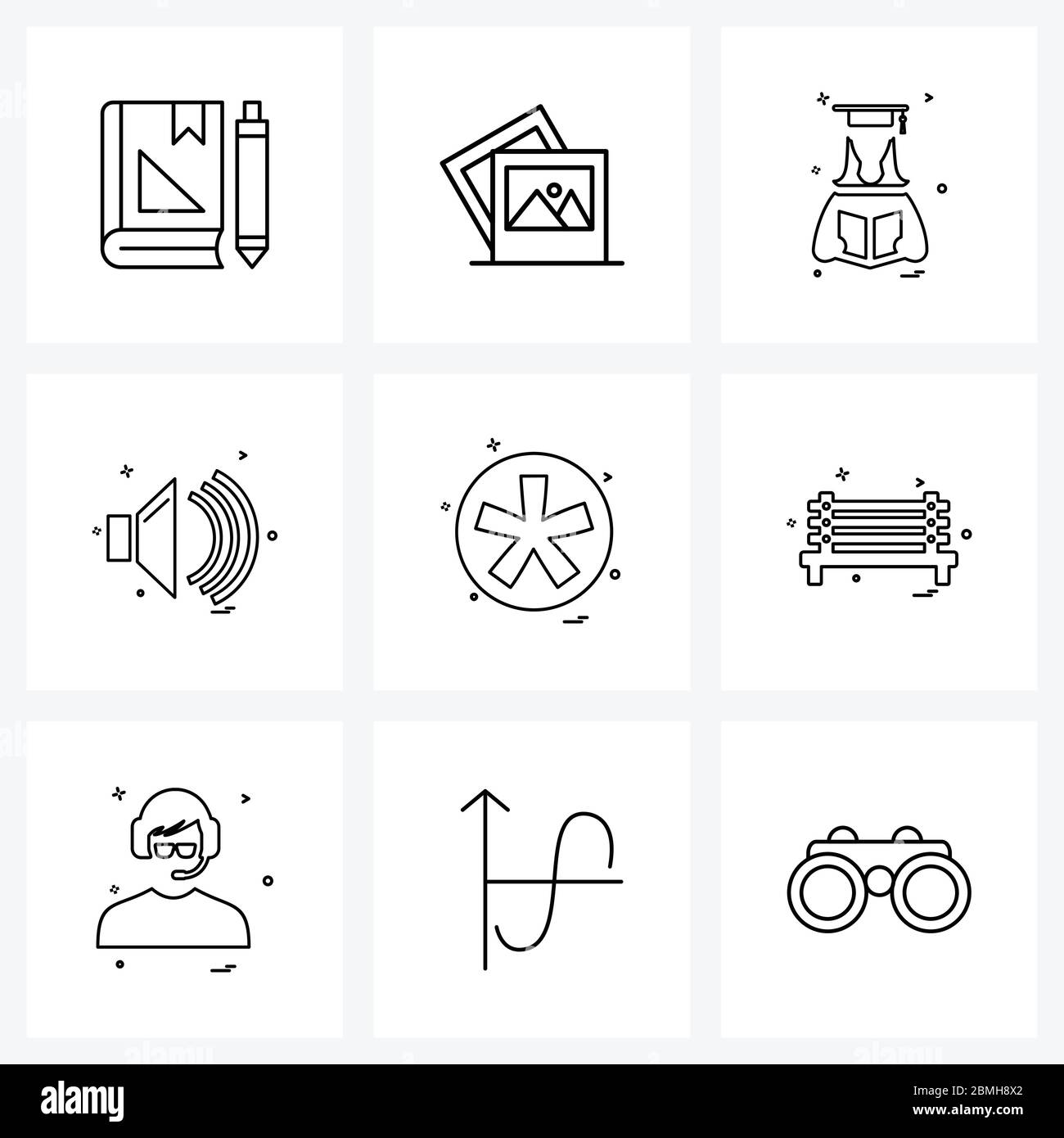 Symboles isolés ensemble de 9 icônes simples de l'interface utilisateur, du volume, de la graduation, du son, de l'interface utilisateur Illustration vectorielle Illustration de Vecteur