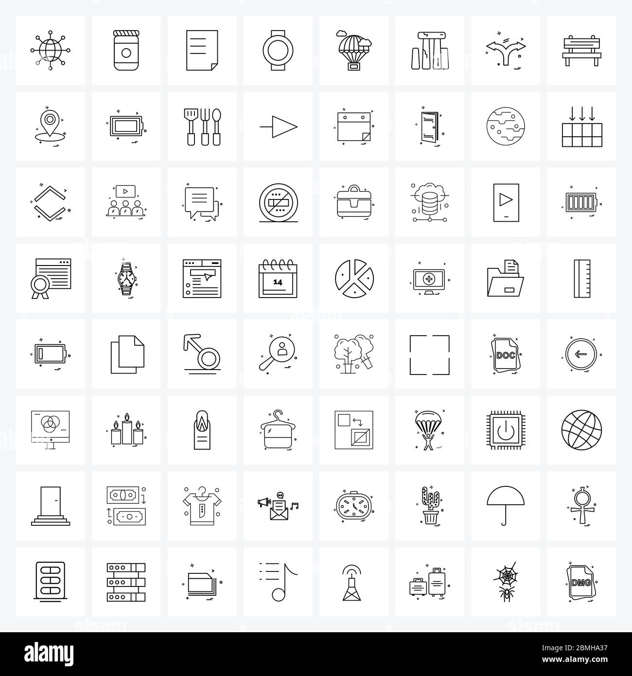 64 icônes Universal Line pour la plongée sur le Web et mobile, la montre, le fichier, l'heure, l'horloge Illustration du vecteur Illustration de Vecteur