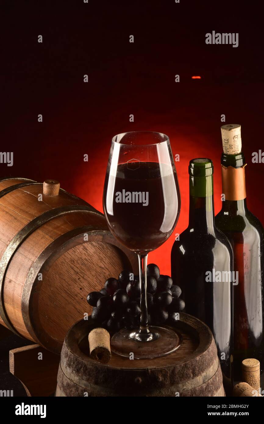 Concept photo vin rouge, prise en studio Banque D'Images