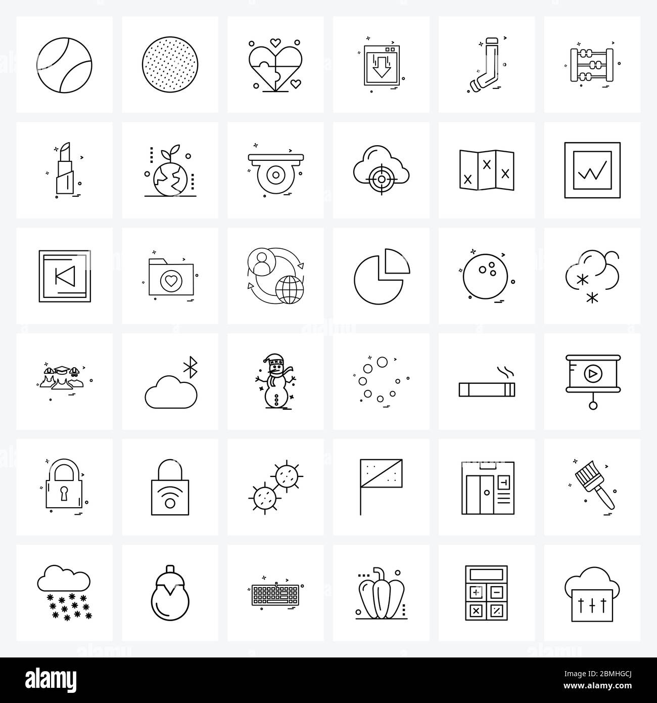 Symboles universels de 36 icônes de ligne moderne de Noël, vers le bas, sports, flèche, valentine illustration vectorielle Illustration de Vecteur