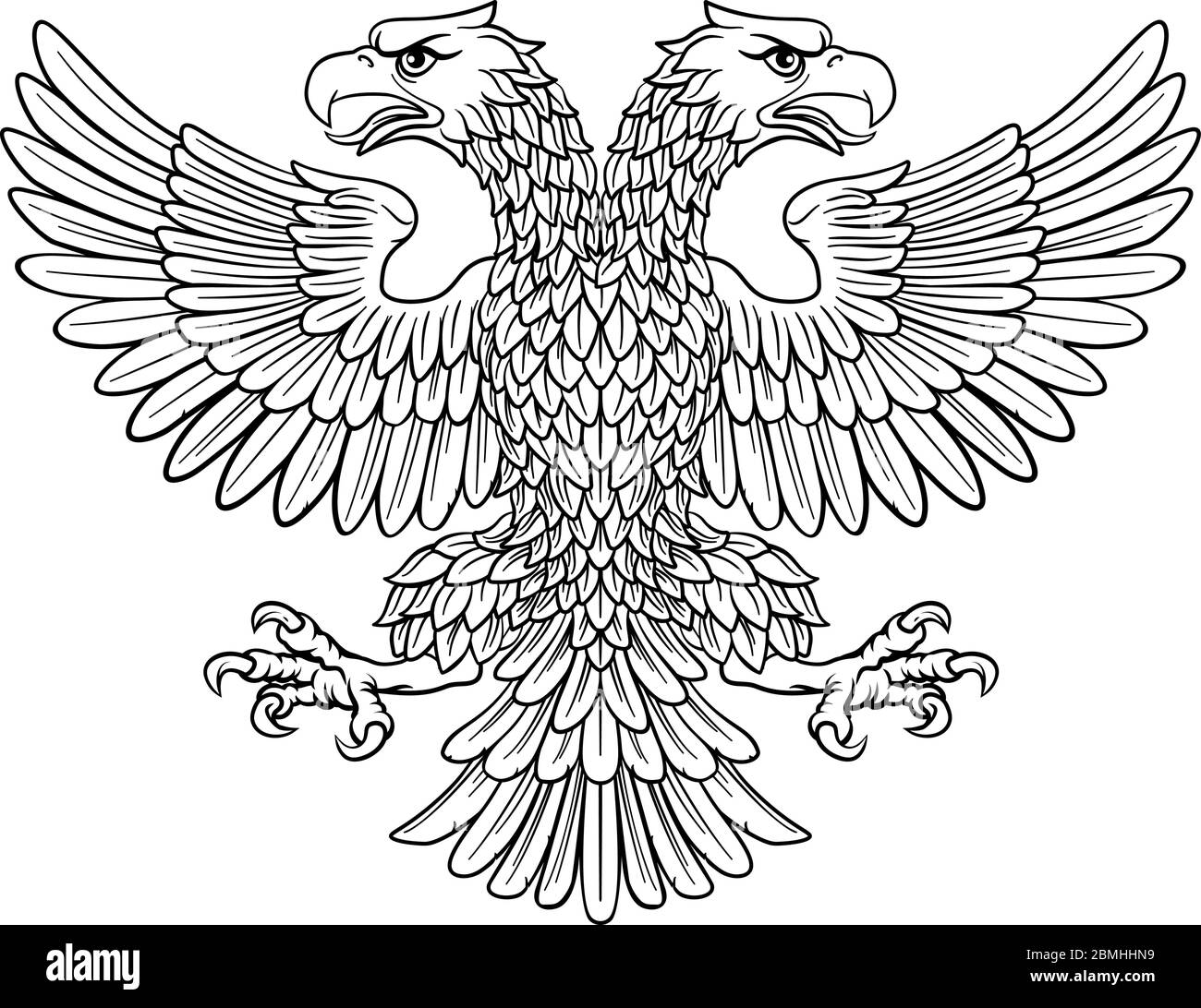 Aigle à double tête avec deux têtes Illustration de Vecteur