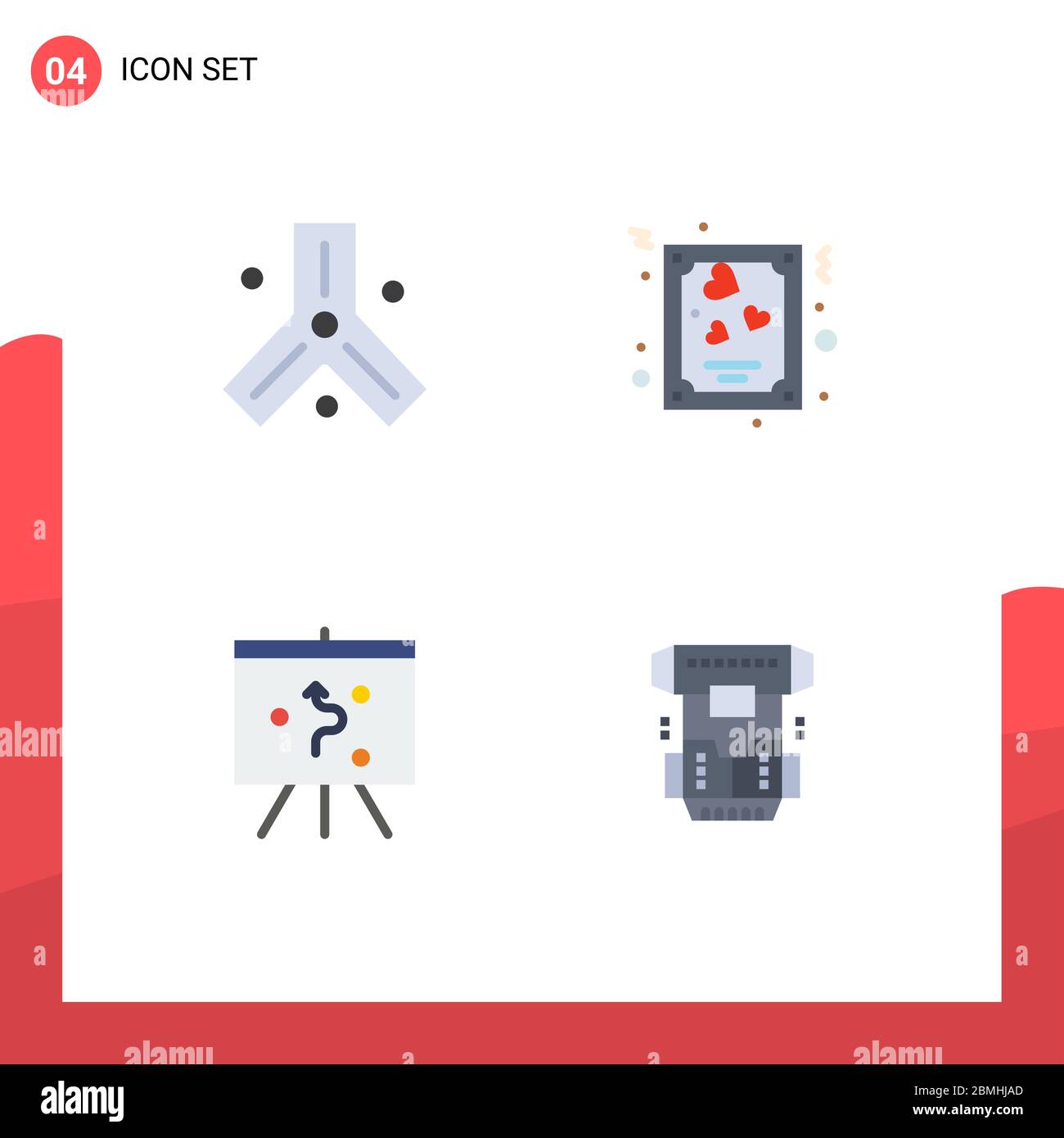 Pack de 4 icônes simples de la biologie, de la gestion, de la science, de l'amour, de la boîte modifiable Vector Design Elements Illustration de Vecteur