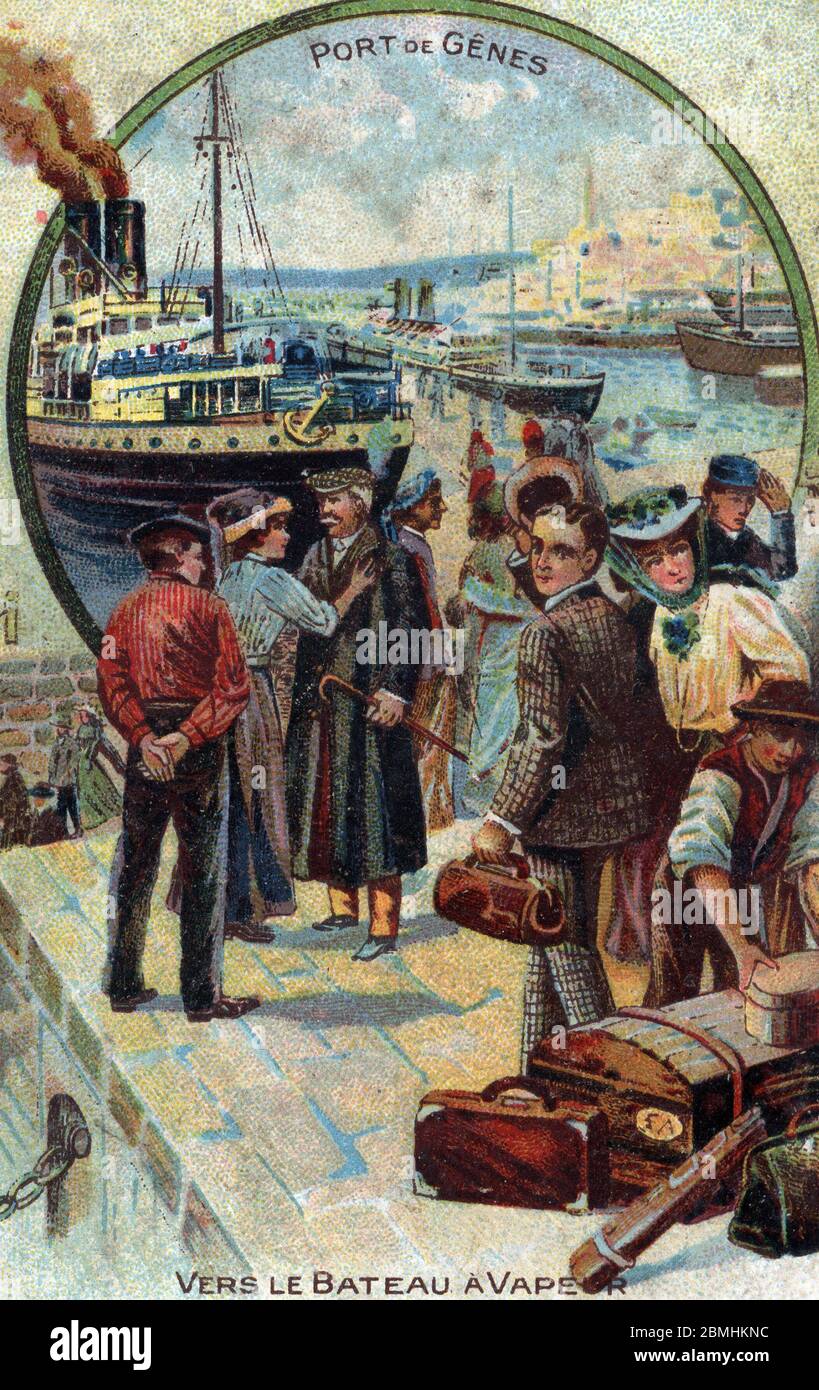 Tourisme de luxe : l'embarquement des passagers d'une croisière dans le port de Genes, italie (touriste sur croisière de luxe à Gênes, Italie) Banque D'Images