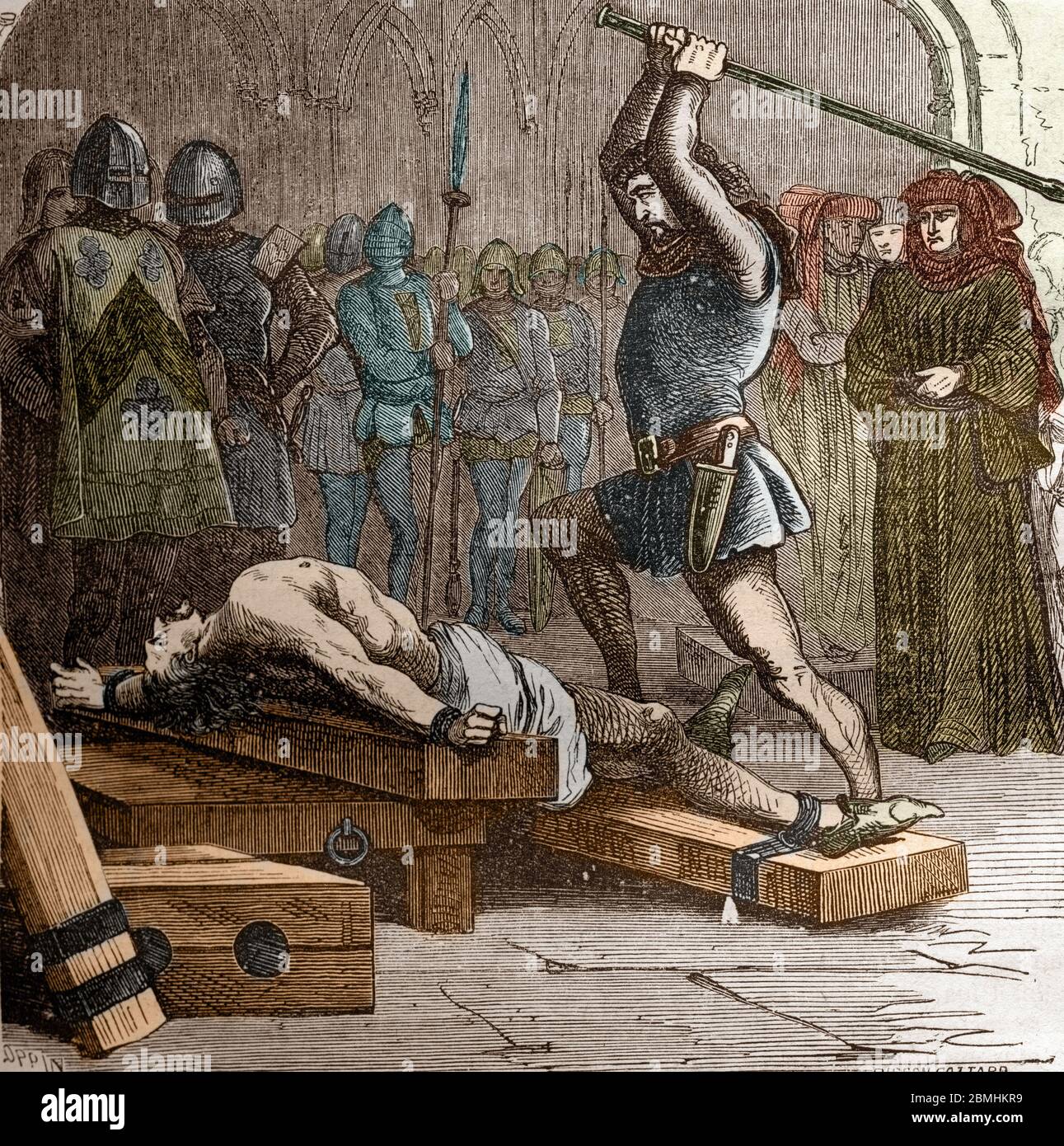 Guerre de cent ans, la révolution des Cabociens : 'le supplice de Pierre des Essarts (1372-1413) grand reseau de France et responsable des finances s. Banque D'Images