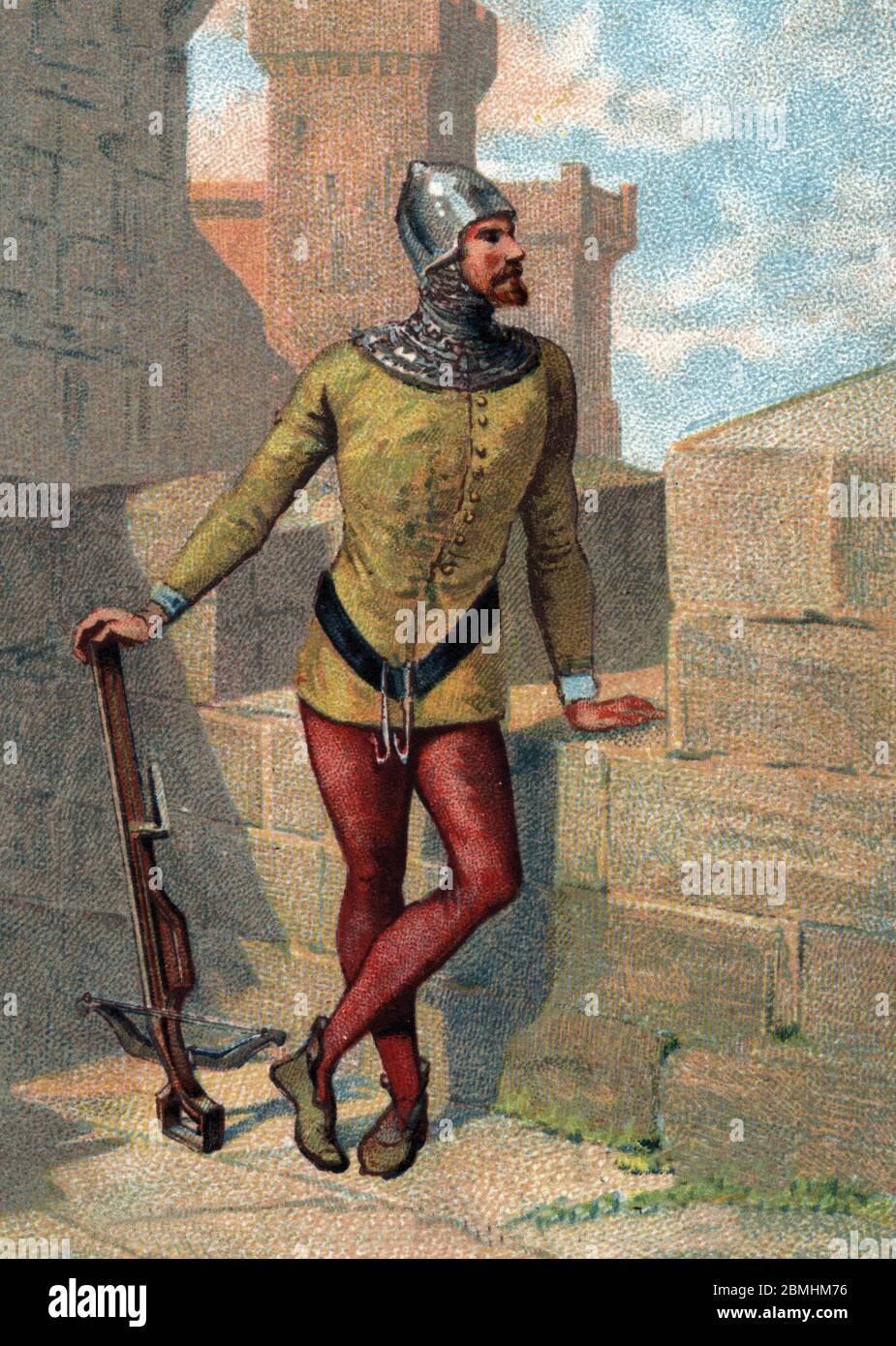 'Chef de milice urbaine parisienne au 14eme siecle' (chef d'une milice urbaine à Paris, XIVe siècle) Chromolithographie de la fin du 19eme siecle Col Banque D'Images