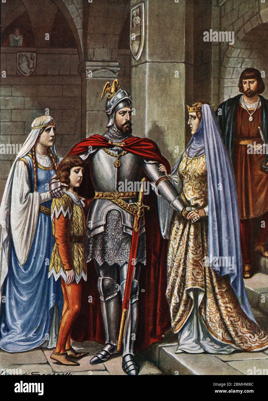 'Le roi de Sicile Manfred Ier quittant sa femme Helene (Elena) et ses enfants pour combattre les armes de Charles Ier d'Anjou en 1266' (Manfred Banque D'Images 'Le roi de Sicile Manfred Ier quittant sa femme Helene (Elena) et ses enfants pour combattre les armes de Charles Ier d'Anjou en 1266' (Manfred Banque D'Images