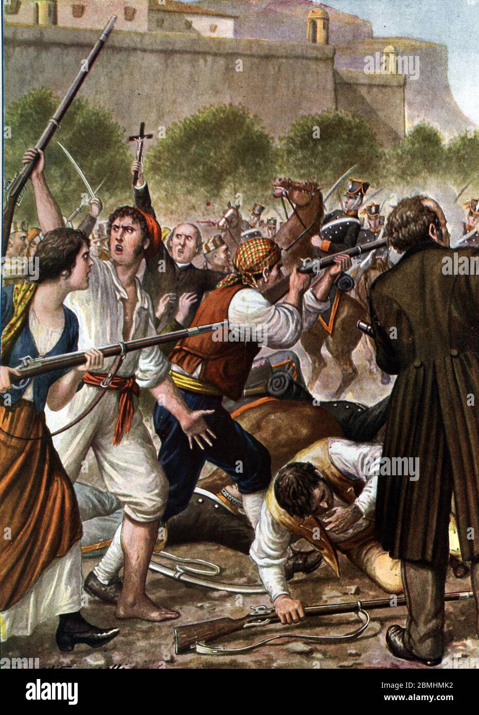 Insurrection dans le royaume des deux-Siciles : révolution dans les rues de Palerme contre le roi Ferdinand Ier (IV), 1820 (insurrection de Palerme contre Banque D'Images Insurrection dans le royaume des deux-Siciles : révolution dans les rues de Palerme contre le roi Ferdinand Ier (IV), 1820 (insurrection de Palerme contre Banque D'Images